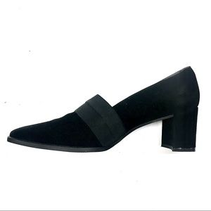 Amazing Stuart Weitzman Black Suede Pumps with Grossgrain Trim 9 N Narrow